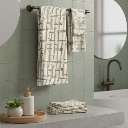 Moderne Boho-Lineargeometrie ID1276 Badhandtuch Set