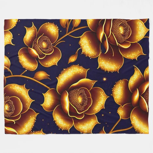 Moderne Boho Luxury Gold Rose Collection Fleecedecke (Vorderseite (Horizontal))