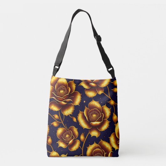 Moderne Boho Luxury Gold Rose Collection Tragetaschen Mit Langen Trägern (Rückseite)