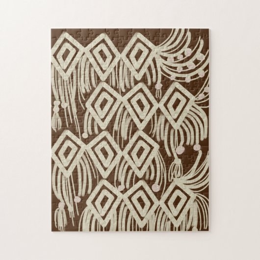 Moderne Boho-Makramee-Kritzeleien Braun Puzzle (Vertikal)