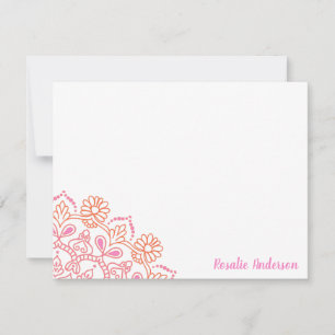 Moderne Boho-Mandala-Rosa und Orange personalisier Mitteilungskarte