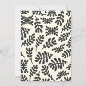 Moderne Boho Matisse Botanische Schwarz-weiße Hoch Einladung (Rückseite)