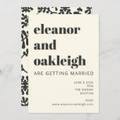 Moderne Boho Matisse Botanische Schwarz-weiße Hoch Einladung (Vorne/Hinten)