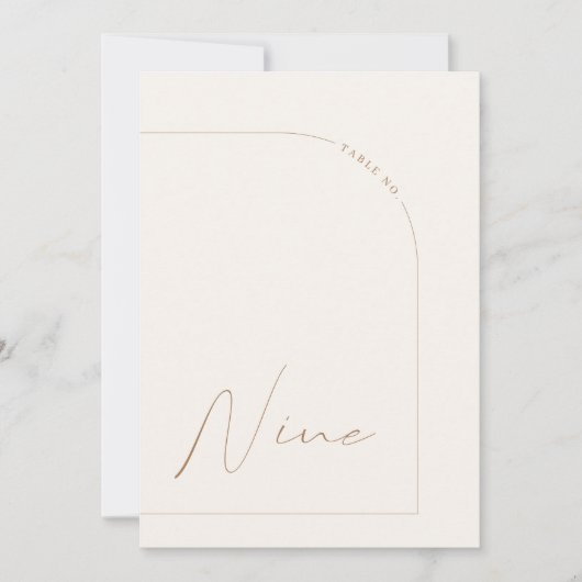 Moderne Boho Minimal Arch Table Neun Tischnummer (Vorderseite)