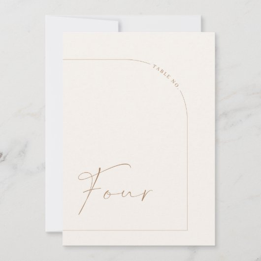 Moderne Boho Minimal Arch Table Vier Tischnummer (Vorderseite)