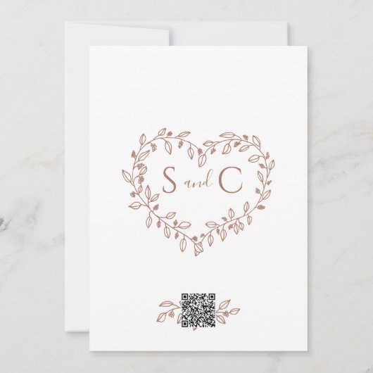 Moderne Boho Mocha Mousse Floral Monogram Wedding Einladung (Rückseite)