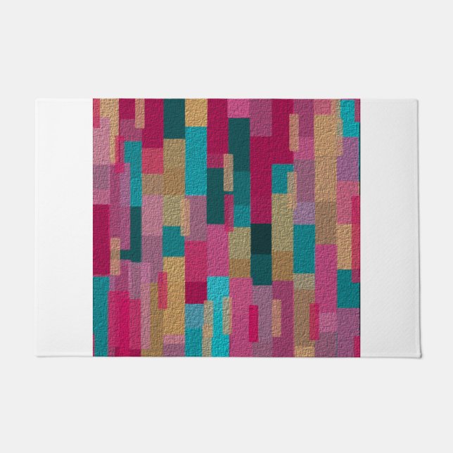 Moderne Boho Multicolor Geometrie Kunst Fußmatte (Vorderseite)