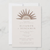 Moderne Boho Natur Sun Form Taupe Einzigartige Hoc Einladung (Vorderseite)