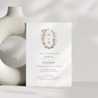 Moderne Boho Nature Wildblumen Monogram Wedding