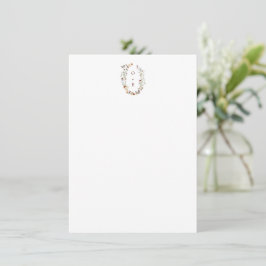 Moderne Boho Nature Wildblumen Monogram Wedding Mitteilungskarte