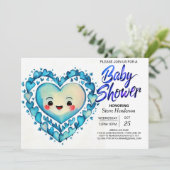 Moderne Boho Niedliche und Sweet Boy Baby Dusche Einladung (Stehend Vorderseite)