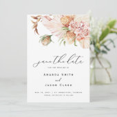 Moderne Boho Pampas Getrocknete Wüste retten die D Einladung (Stehend Vorderseite)