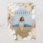 Moderne Boho Pampas Grass Graduate Foto University Ankündigung (Vorne/Hinten)