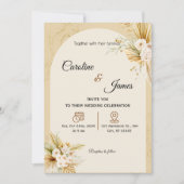 Moderne Boho-Pampasgras-Bogen-Hochzeitseinladung Einladung (Vorderseite)