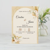 Moderne Boho-Pampasgras-Bogen-Hochzeitseinladung Einladung (Stehend Vorderseite)