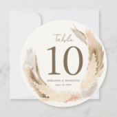Moderne Boho-Pampasgras-Hochzeitstisch-Nummer Einladung (Rückseite)