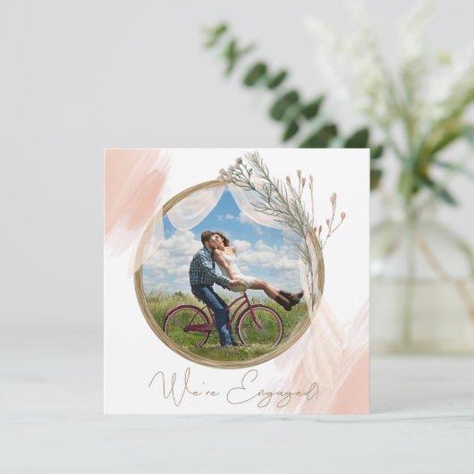 Moderne Boho Pink Elegante Verlobung (Stehend Vorderseite)