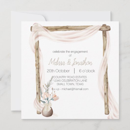 Moderne Boho Pink Elegante Verlobung (Rückseite)