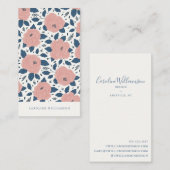 Moderne Boho Pink Navy Blue Botanische Blume Visitenkarte (Vorne/Hinten)