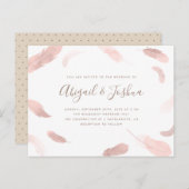 Moderne Boho Pink Wasserfarbenfedern Hochzeit Einladungspostkarte (Vorne/Hinten)