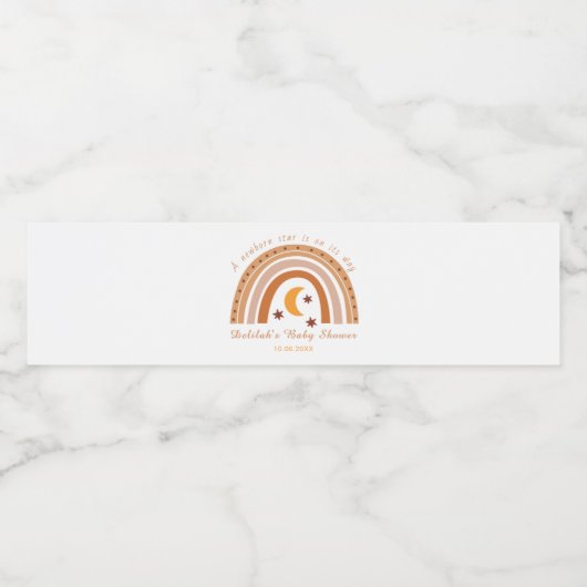 Moderne Boho Rainbow Baby Dusche Thema Wasserflaschenetikett (Einzelnes Label)