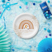 Moderne Boho Rainbow Baby Dusche Themenpapierplatt Pappteller (Party)