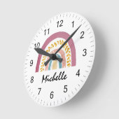 Moderne Boho Rainbow Custom Girls Niedlich Runde Wanduhr (Winkel)