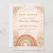 Moderne Boho-Regenbogen-Baby-Party Einladung (Vorderseite)