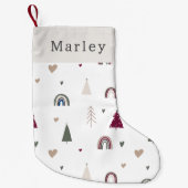 Moderne Boho Regenbogen- und Herzdrucktechnik Kleiner Weihnachtsstrumpf (Vorderseite)