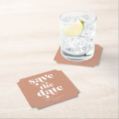 Moderne Boho Retro-Typografie-Hochzeit rettet das Untersetzer (Vor Ort)