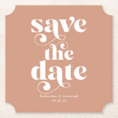 Moderne Boho Retro-Typografie-Hochzeit rettet das Untersetzer (Vorderseite)