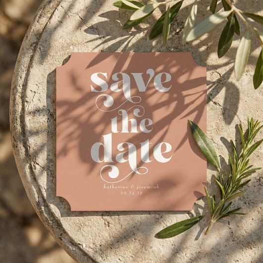 Moderne Boho Retro-Typografie-Hochzeit rettet das  Untersetzer