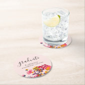 Moderne Boho-Rosa-Wildblumen-Abschlussfeier Runder Pappuntersetzer (Vor Ort)