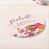 Moderne Boho-Rosa-Wildblumen-Abschlussfeier Runder Pappuntersetzer (Angewinkelt)
