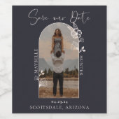 Moderne Boho Rose Foto Arch Navy Weinetikett (Einzelnes Label)