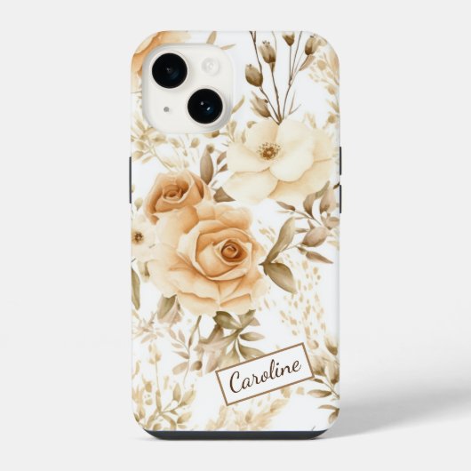 Moderne Boho-Rose neutral iPhone Hülle (Rückseite)
