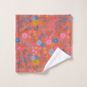 Moderne Boho rote Blumen Wildblumen Badhandtuch Set (Waschlappen)