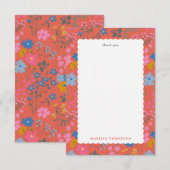 Moderne Boho-Rote Blumen Wildblumen Dankeskarte (Vorne/Hinten)
