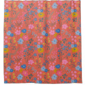 Moderne Boho Rote Blumen Wildblumen Duschvorhang (Vorderseite)