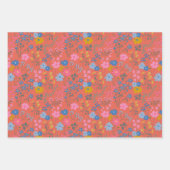 Moderne Boho Rote Blumen Wildblumen Geschenkpapier Set (Vorderseite)
