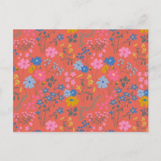 Moderne Boho rote Blumen Wildblumen Postkarte (Vorderseite)