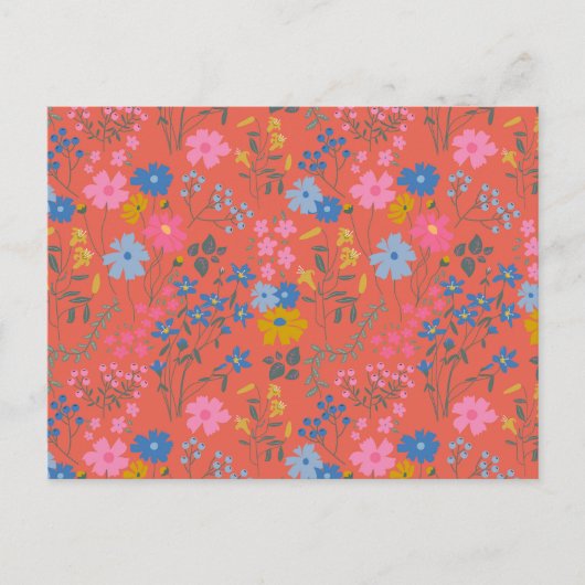 Moderne Boho-Rote Blumen Wildblumen Postkarte (Vorderseite)