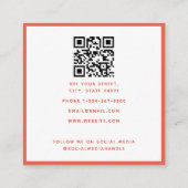 Moderne Boho rote Blumen Wildblumen QR-Code Quadratische Visitenkarte (Rückseite)