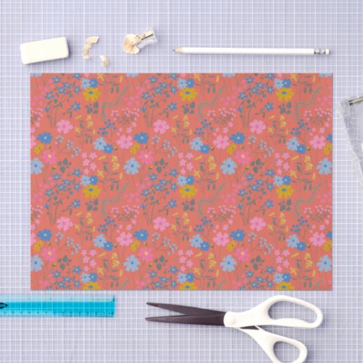 Moderne Boho rote Blumen Wildblumen Seidenpapier (Handwerk)