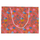 Moderne Boho rote florale Wildblumen Große Geschenktüte (Rückseite)