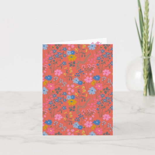 Moderne Boho-Rote Wildblumen Karte (Vorderseite)