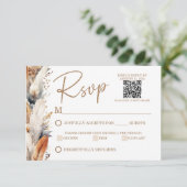 Moderne Boho RSVP-Karte mit QR-Code RSVP Karte (Stehend Vorderseite)