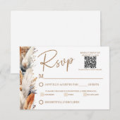 Moderne Boho RSVP-Karte mit QR-Code RSVP Karte (Vorne/Hinten)
