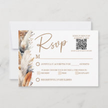 Moderne Boho RSVP-Karte mit QR-Code
