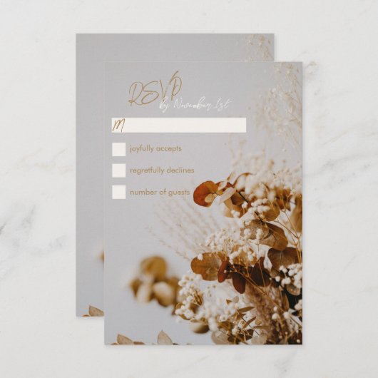 Moderne Boho Rustic Driving Floral Wedding RSVP Ca (Vorne/Hinten)